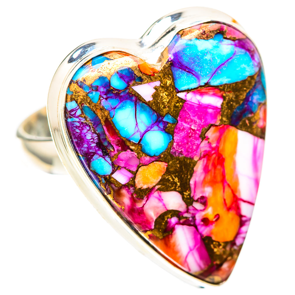 Large Kingman Pink Dahlia Turquoise 925 Sterling Silver Ring Size 10 (925 Sterling Silver) RING139715