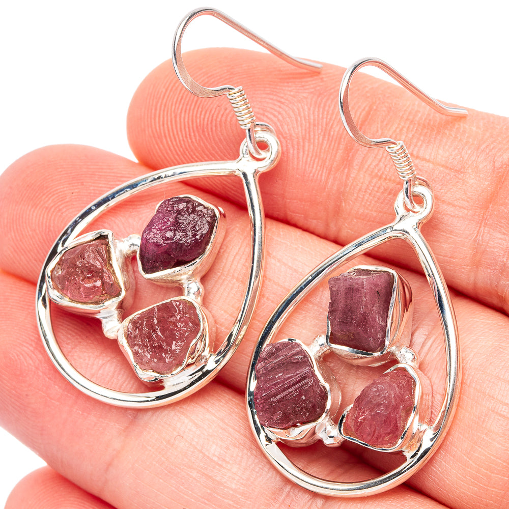 Pink Tourmaline 925 Sterling Silver Earrings 1 5/8" (925 Sterling Silver) E2161