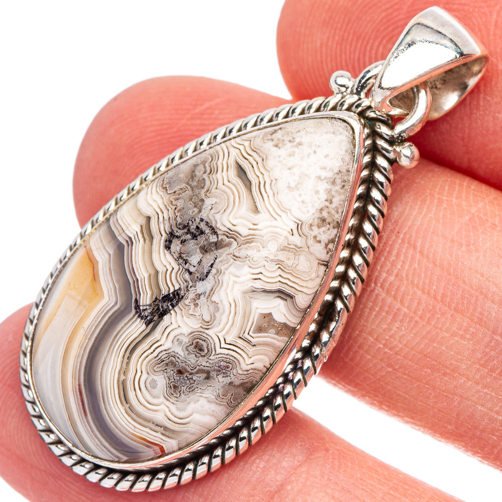 Laguna Lace Agate Pendant 1 5/8" (925 Sterling Silver) P44098