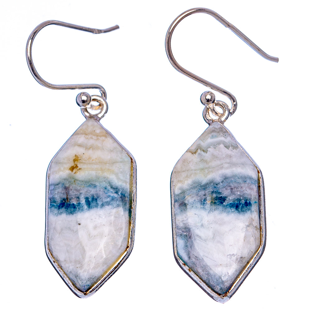 Blue Scheelite Earrings 1 5/8" (.925 Sterling Silver)