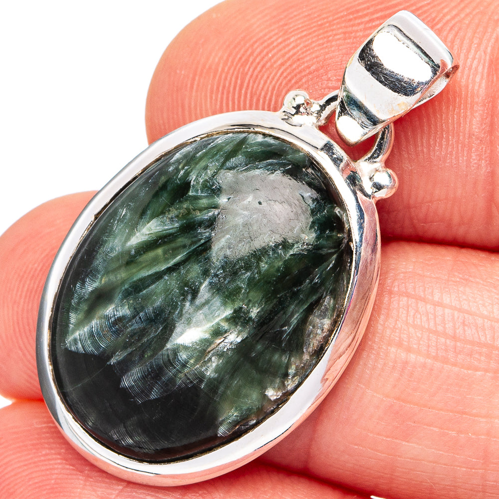 Seraphinite Pendant 1 1/4" (.925 Sterling Silver)