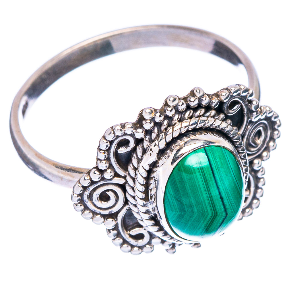 Malachite Dainty Ring Size 8.5 (925 Sterling Silver) R146862
