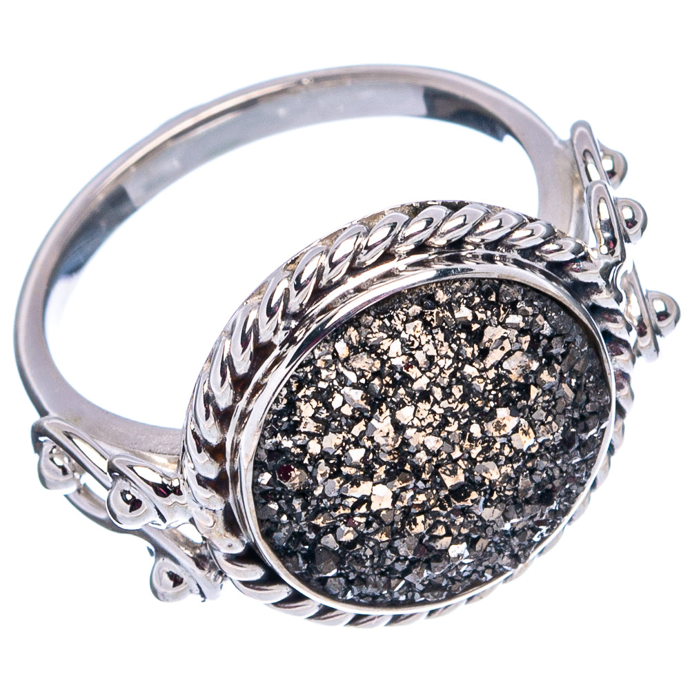 Premium Black Titanium Druzy Ring Size 5.75 (.925 Sterling Silver)