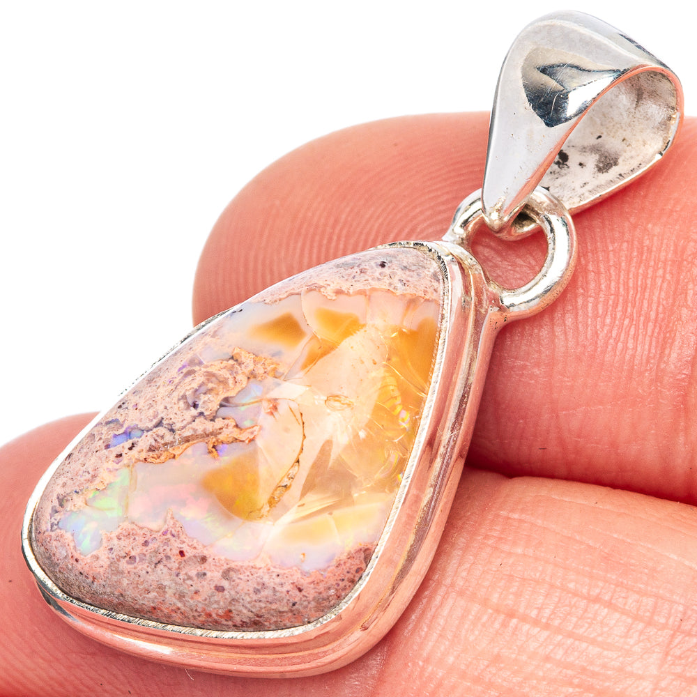 Rare Mexican Fire Opal Pendant 1 1/4" (925 Sterling Silver) P41722