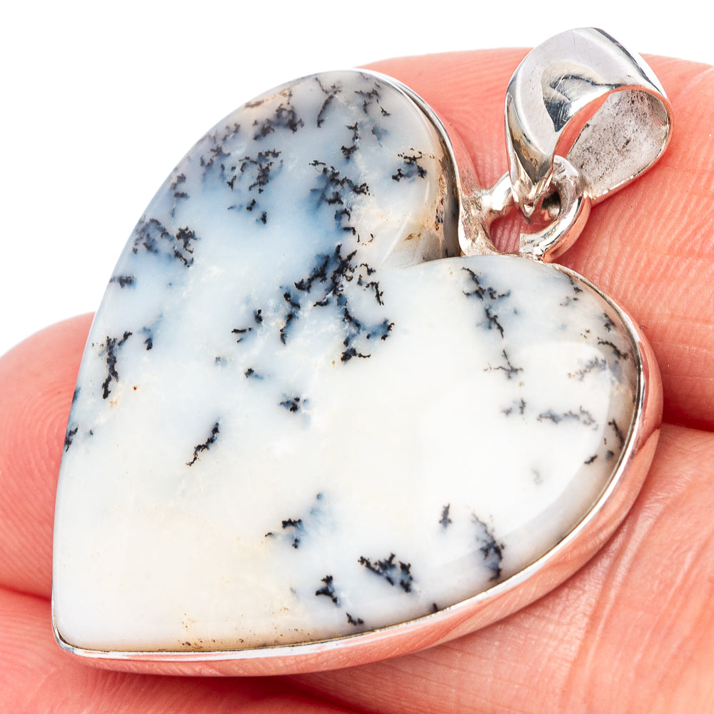Dendritic Agate Heart Pendant 1 3/8" (925 Sterling Silver) P42874