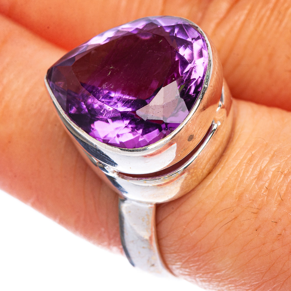 Rare Faceted Amethyst Ring Size 7.75 (925 Sterling Silver) R1062