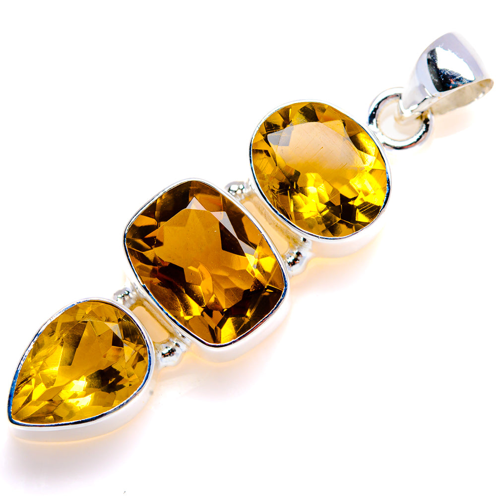 Faceted Citrine Pendant 2" (925 Sterling Silver) PD38120
