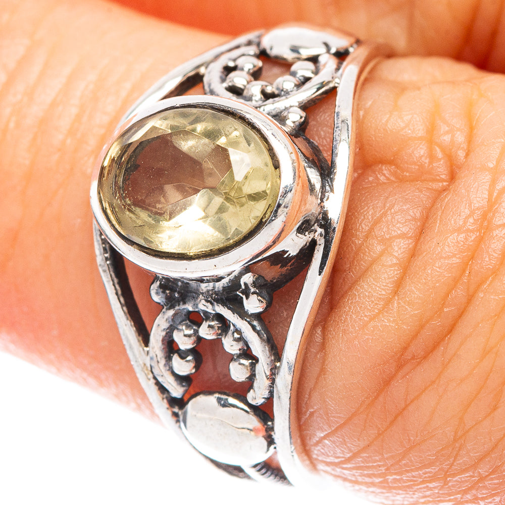 Faceted Citrine Dainty Ring Size 6.75 (925 Sterling Silver) R6028