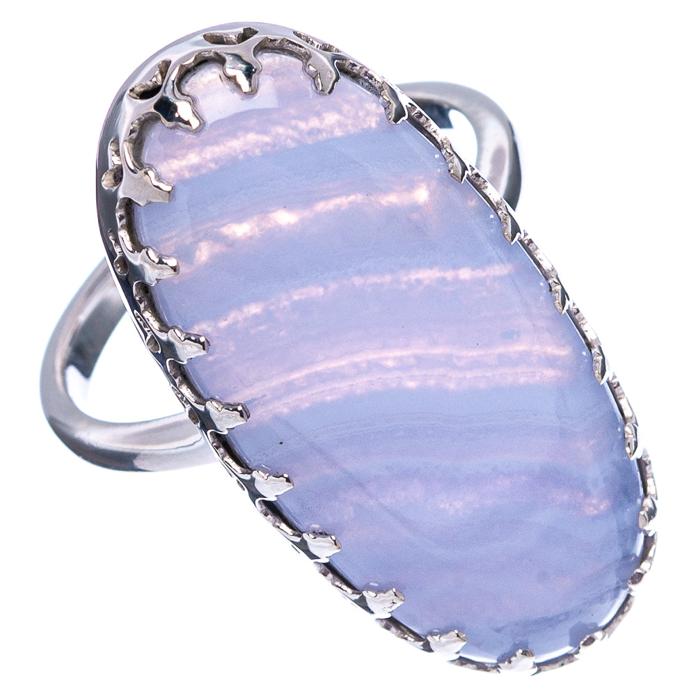 Premium Blue Lace Agate Ring Size 6.75 (.925 Sterling Silver)