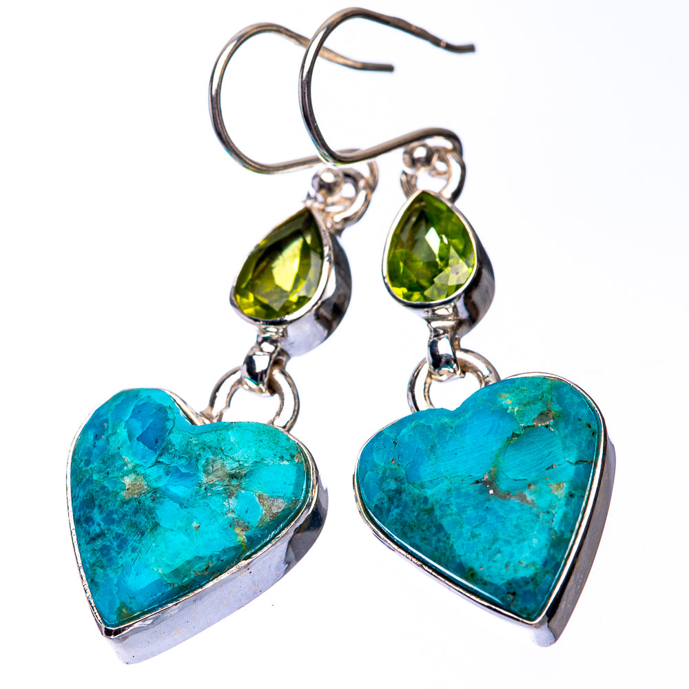 Chrysocolla, Peridot Earrings 1 5/8" (925 Sterling Silver) E432251