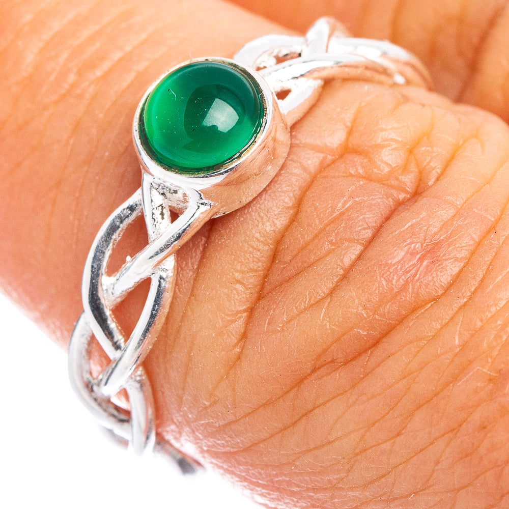 Green Onyx Dainty Ring Size 6.75 (.925 Sterling Silver)
