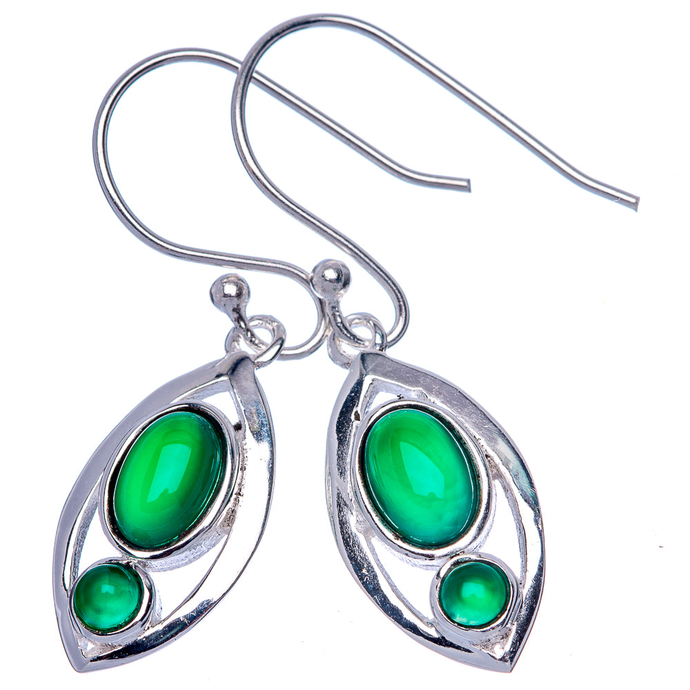 Green Onyx EarDainty Rings 1 3/8" (925 Sterling Silver) E433135