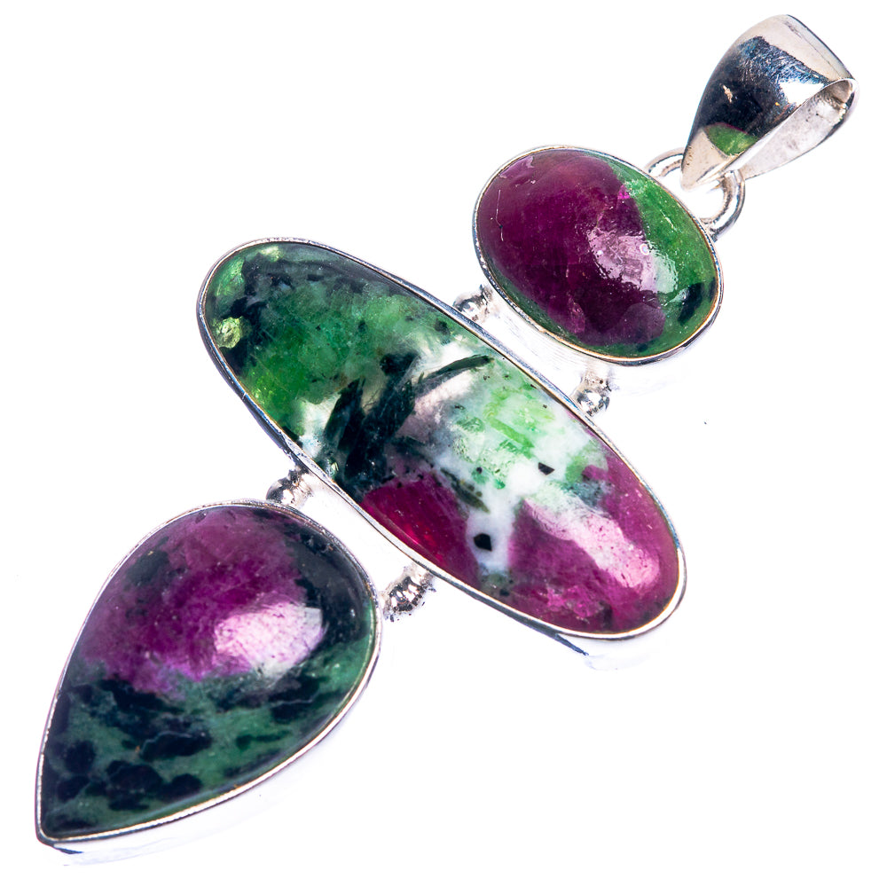 Ruby Zoisite 925 Sterling Silver Pendant 2 1/8"