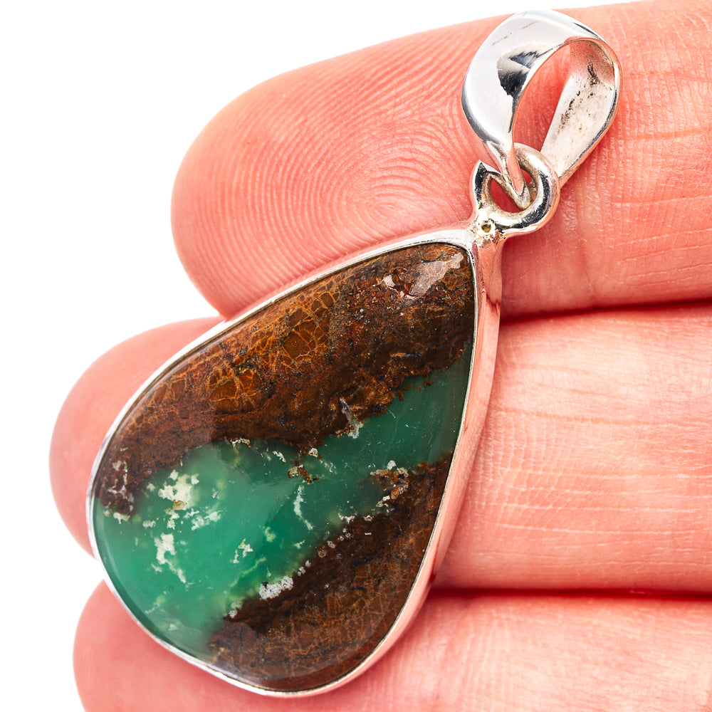 Boulder Chrysoprase Pendant 1 5/8" (.925 Sterling Silver)