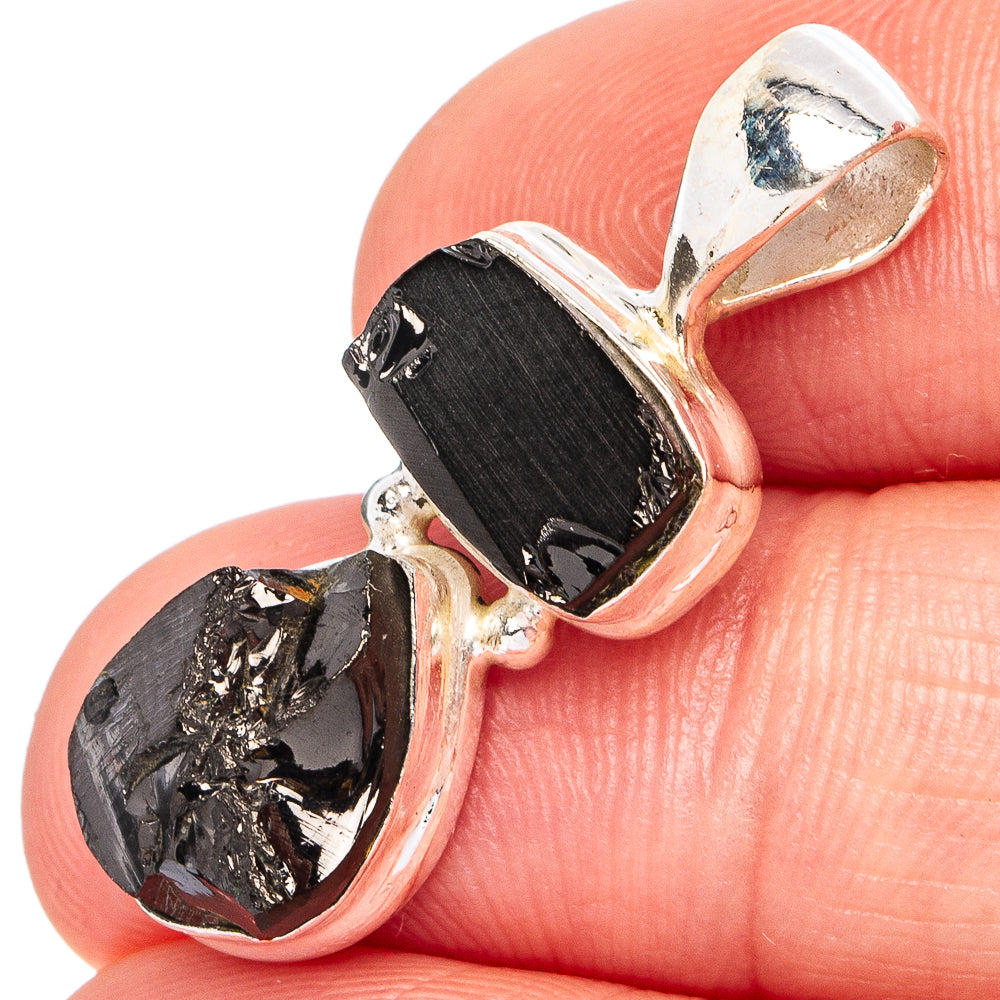 Shungite Pendant 1 1/8" (.925 Sterling Silver)