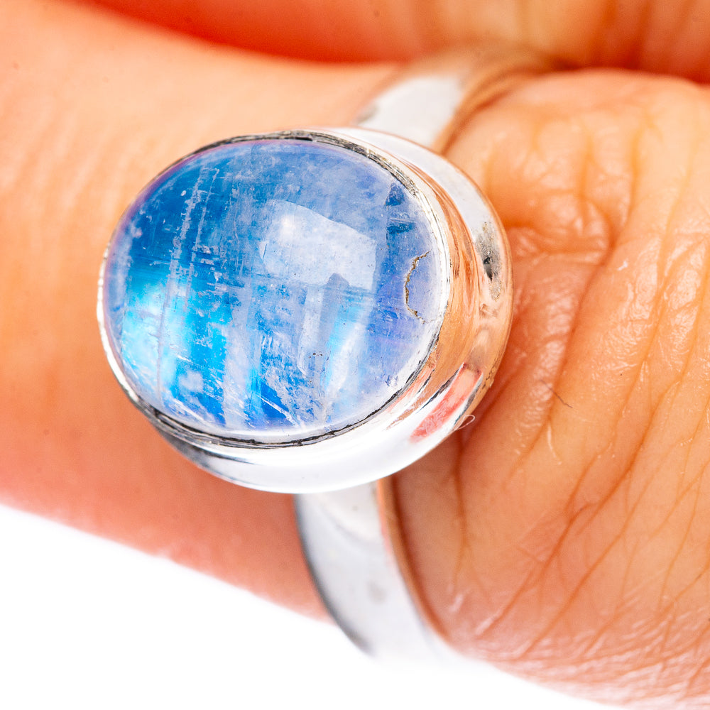 Rainbow Moonstone Ring Size 7 (925 Sterling Silver) R3759