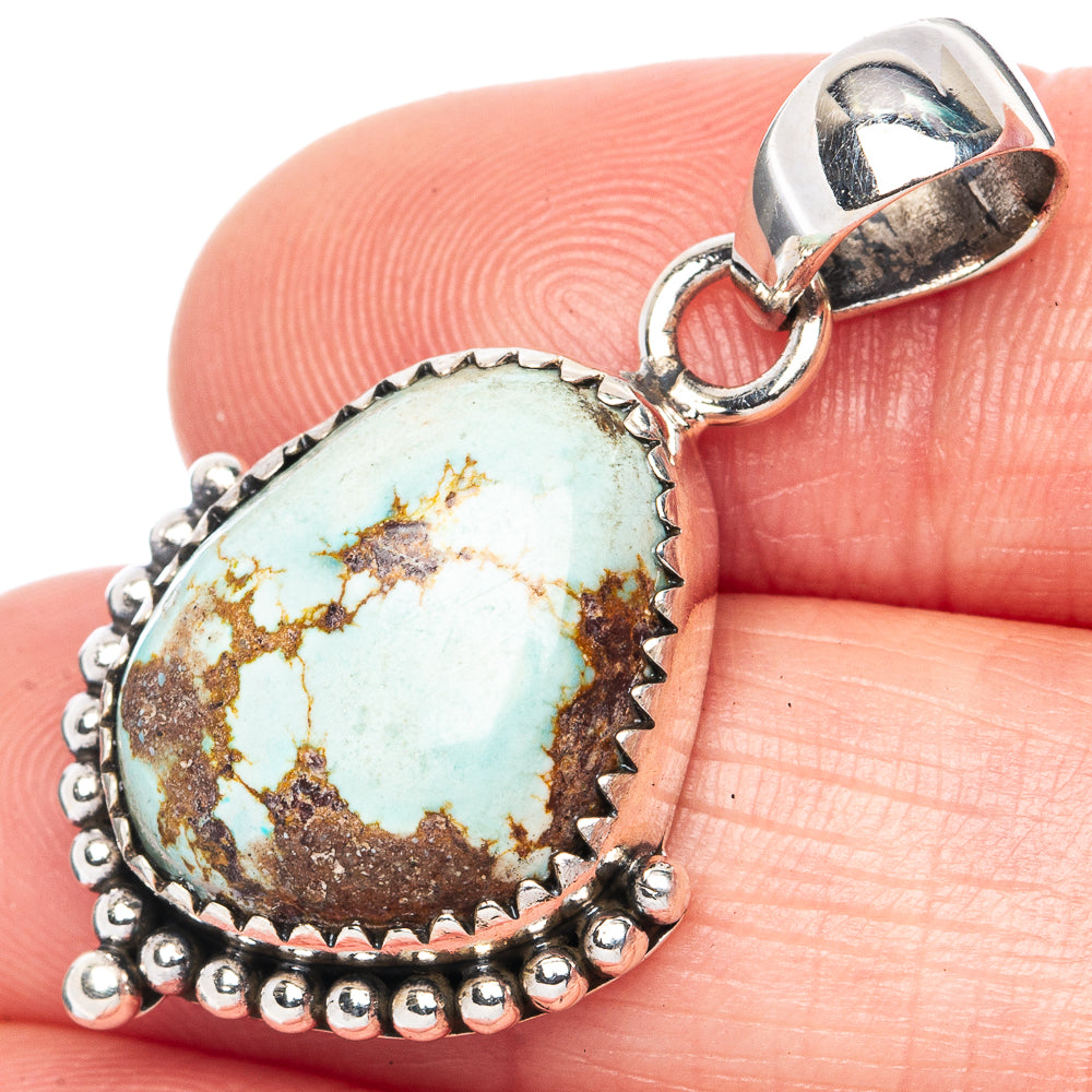 Rare Golden Hills Turquoise 925 Sterling Silver Pendant 1 3/8" (925 Sterling Silver) P41940