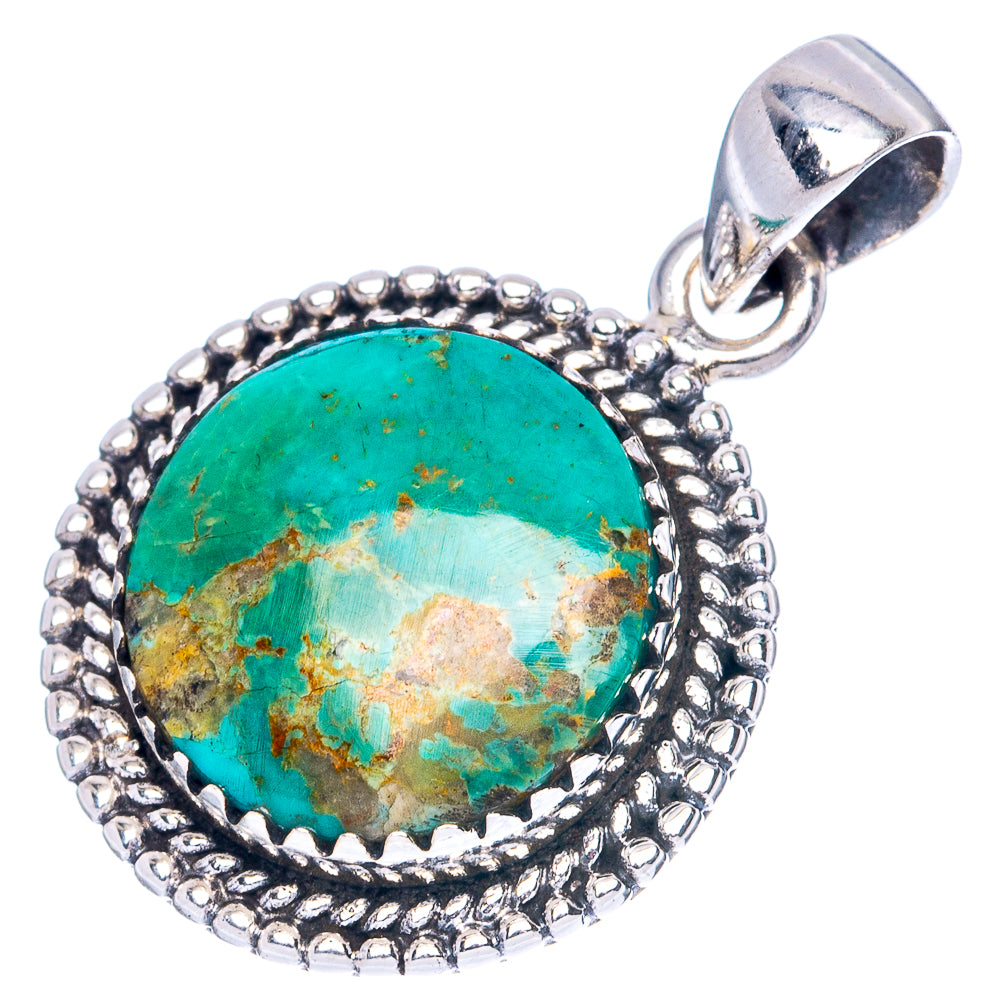 Rare Arizona Turquoise Pendant 1 1/8" (925 Sterling Silver) P42015