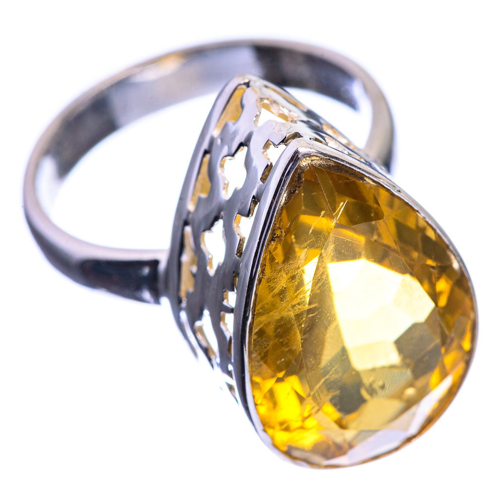 Faceted Citrine 925 Sterling Silver Ring Size 7