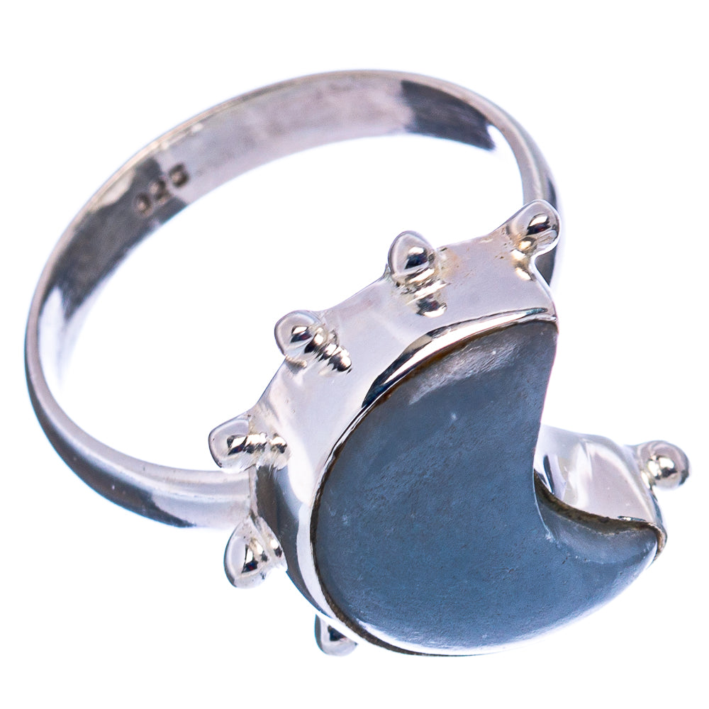 Angelite Moon Ring Size 7.75 (.925 Sterling Silver)