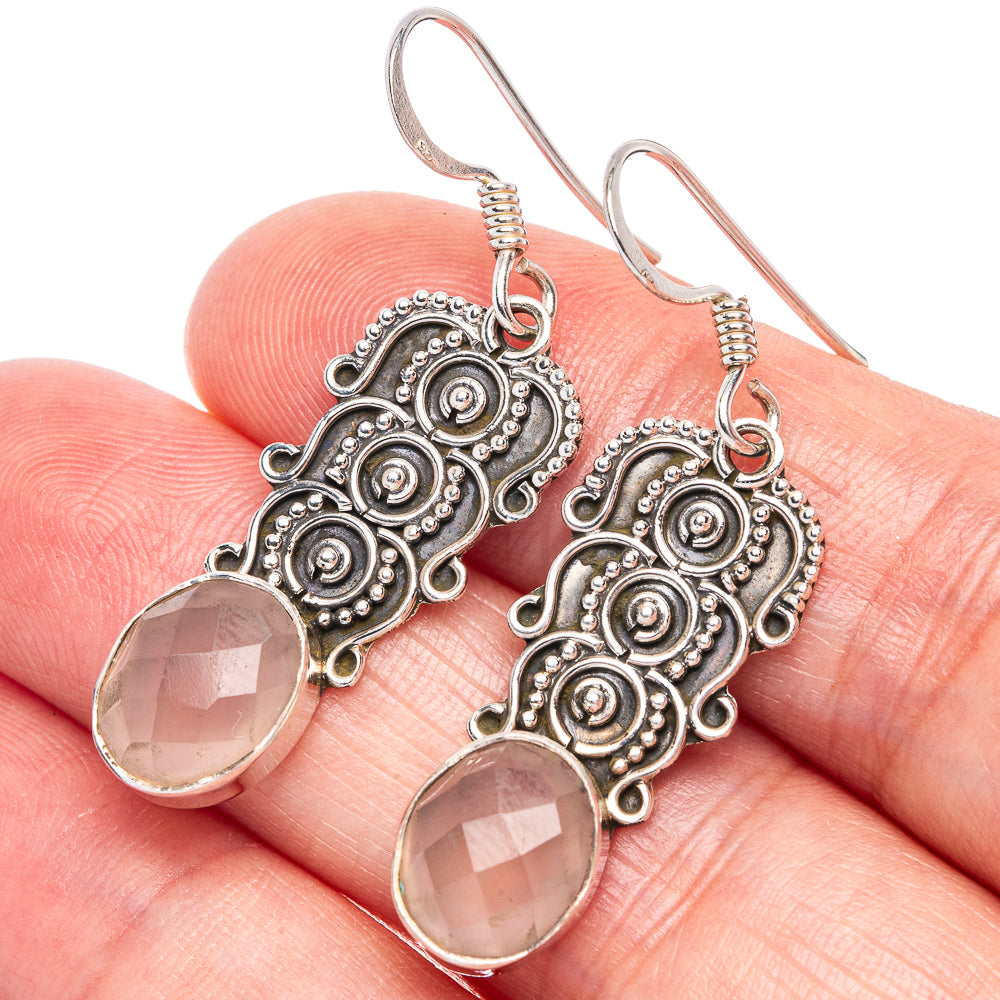 Rose Quartz Earrings 1 5/8" (925 Sterling Silver) E433355