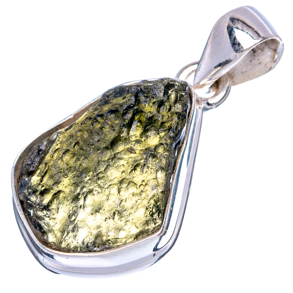 Rare Moldavite Pendant 1 1/8" (925 Sterling Silver) P43485