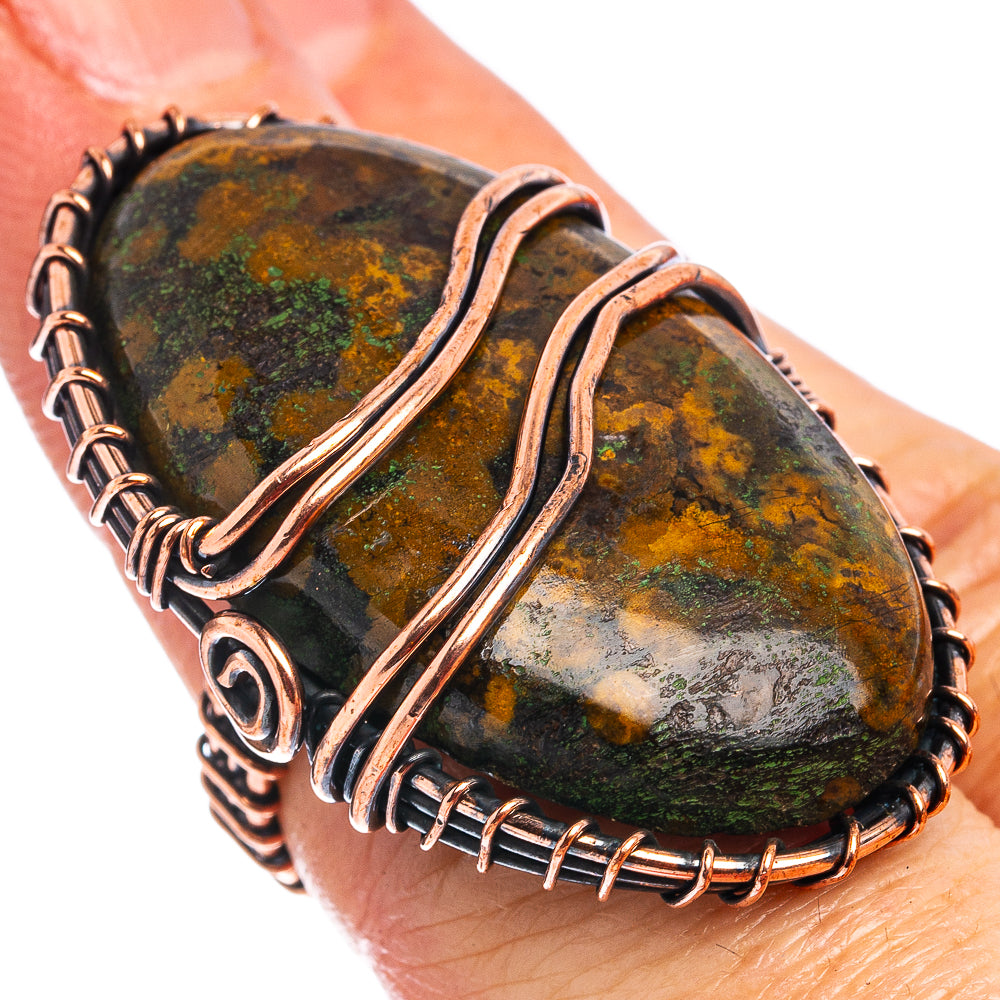 Hungarian Agate Wire Wrap Ring Size 5 (Oxidized Copper)