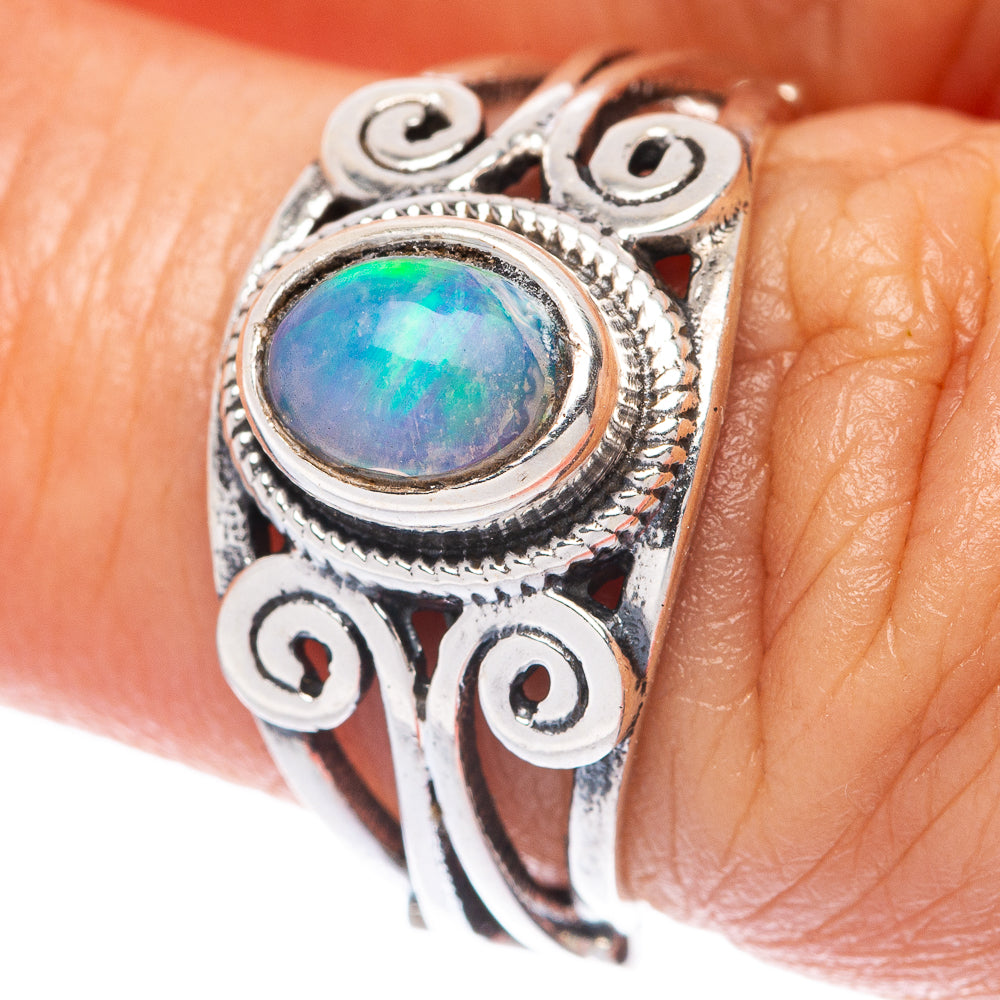 Rare Ethiopian Opal Dainty Ring Size 7 (925 Sterling Silver) R145856