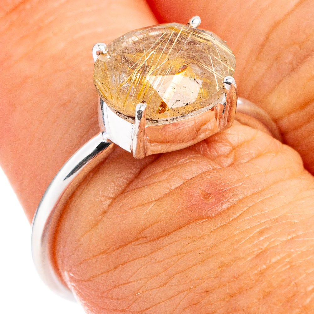 Rutilated Quartz Ring Size 6.75 (.925 Sterling Silver)