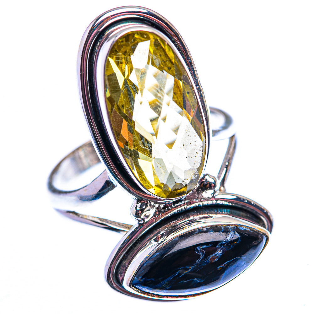 Large Faceted Citrine, Pietersite Ring Size 9 (925 Sterling Silver) RING140197