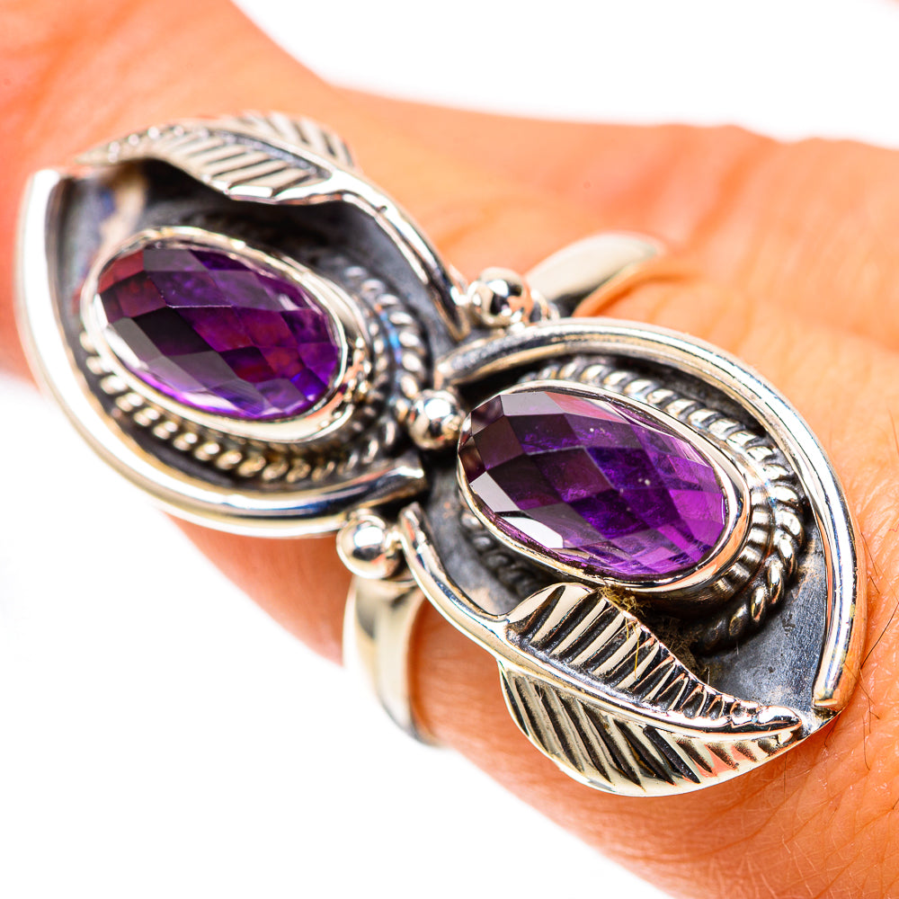 Large Faceted Amethyst Ring Size 7.5 (925 Sterling Silver) RING138581