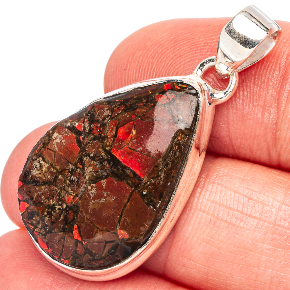 Rare Ammolite Pendant 1 3/8" (925 Sterling Silver) P43463