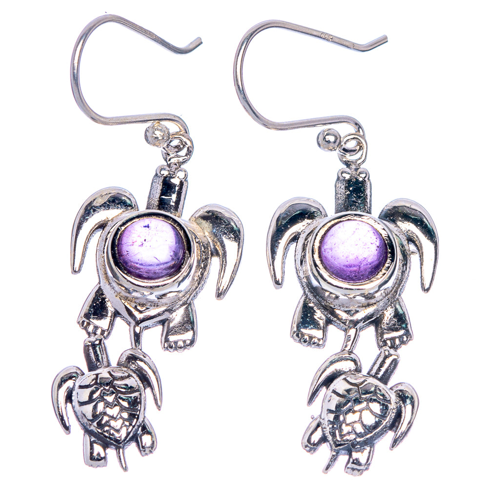 Amethyst Turtles Earrings 1 5/8" (925 Sterling Silver) E1049