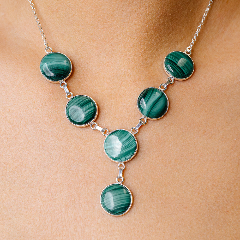 Malachite Necklace 16 (925 Sterling Silver) NEC90214