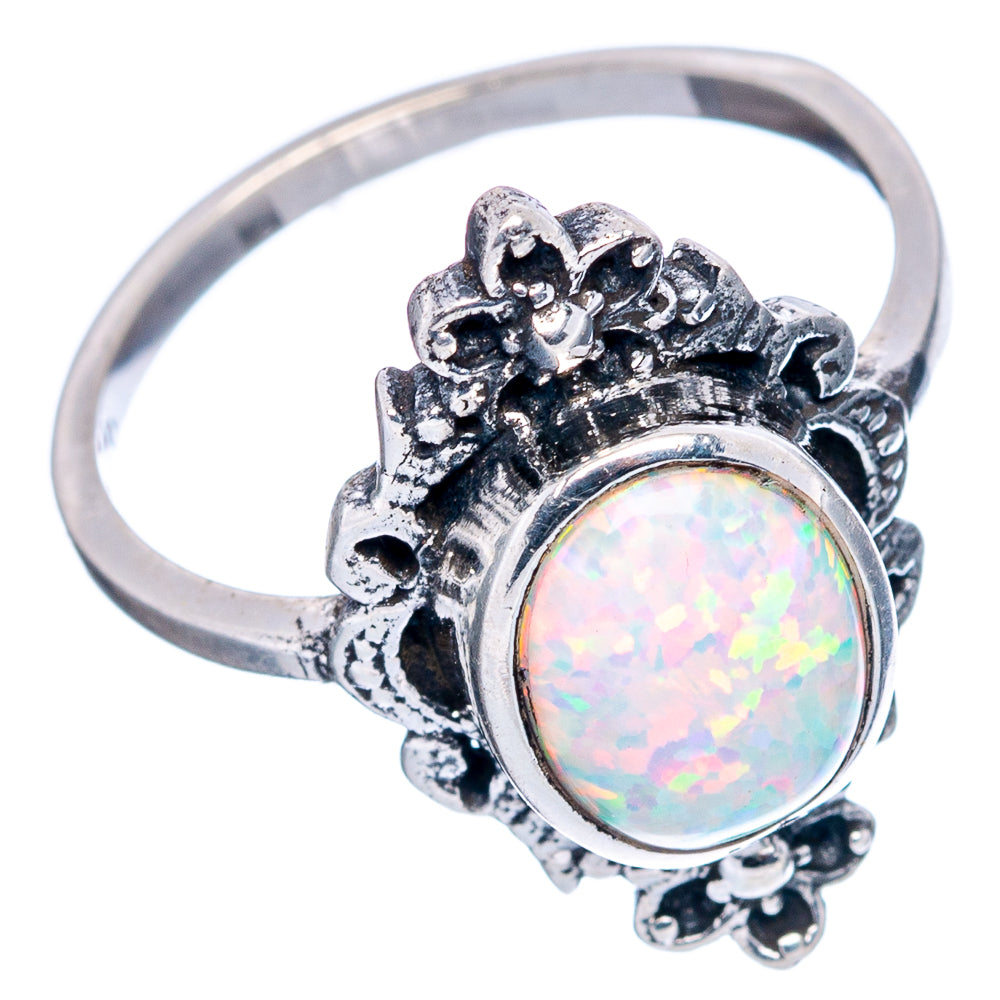 Lab Opal Dainty Ring Size 6 (.925 Sterling Silver)