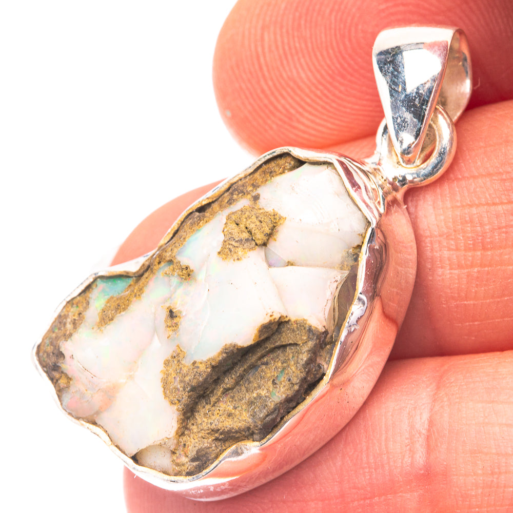 Raw Ethiopian Opal 925 Sterling Silver Pendant 1 3/8" (925 Sterling Silver) PD38649