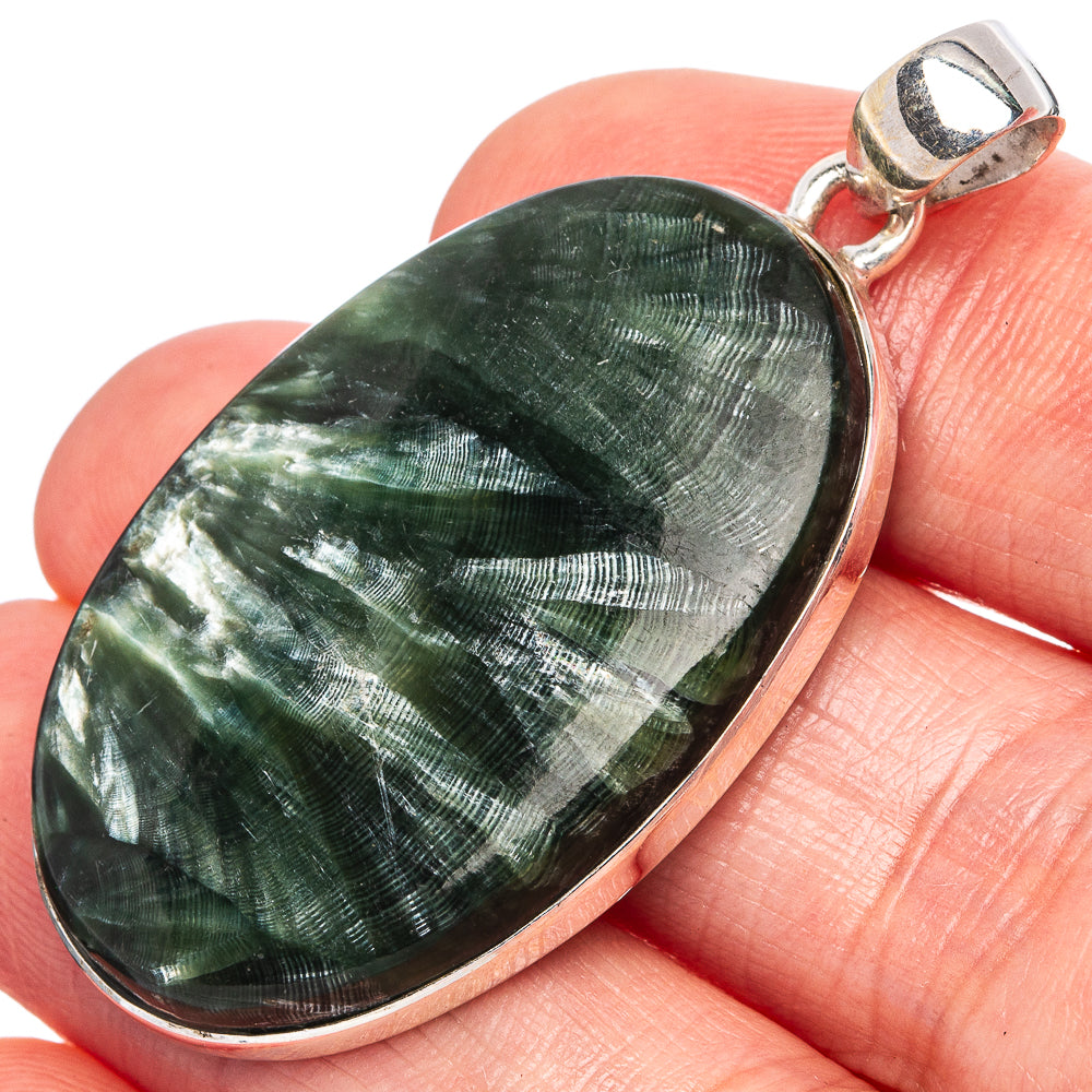 Seraphinite Pendant 1 3/4" (925 Sterling Silver) P43321
