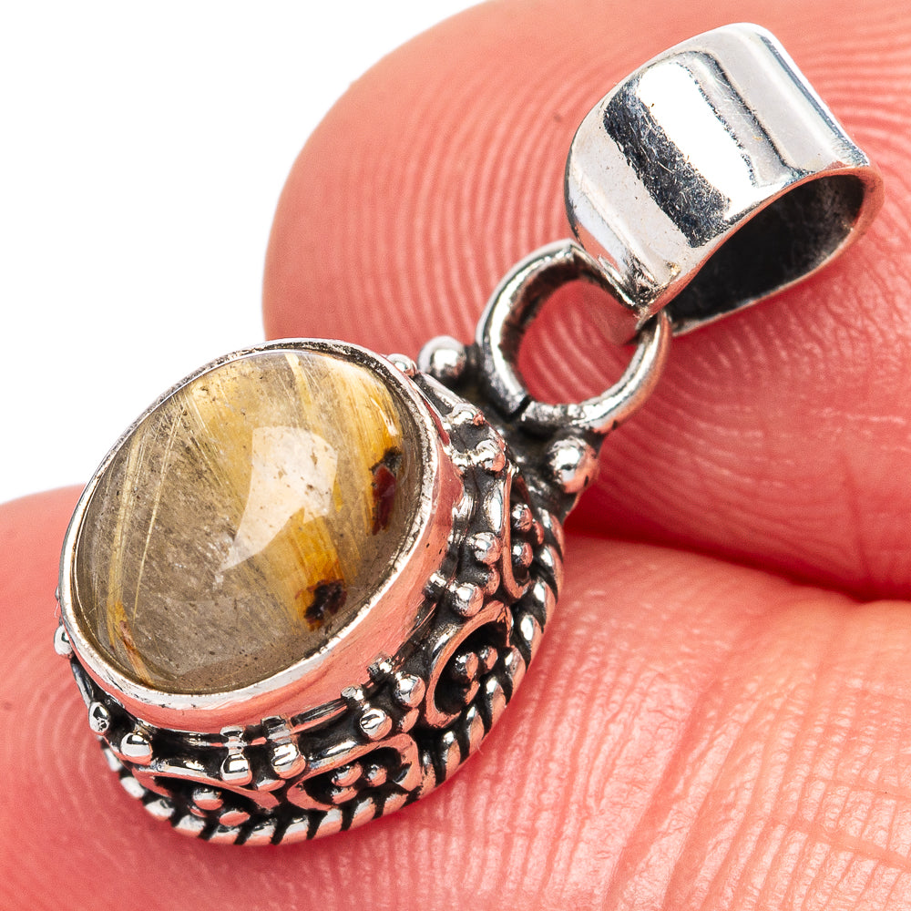 Rutilated Quartz Pendants 7/8" (925 Sterling Silver) P42338