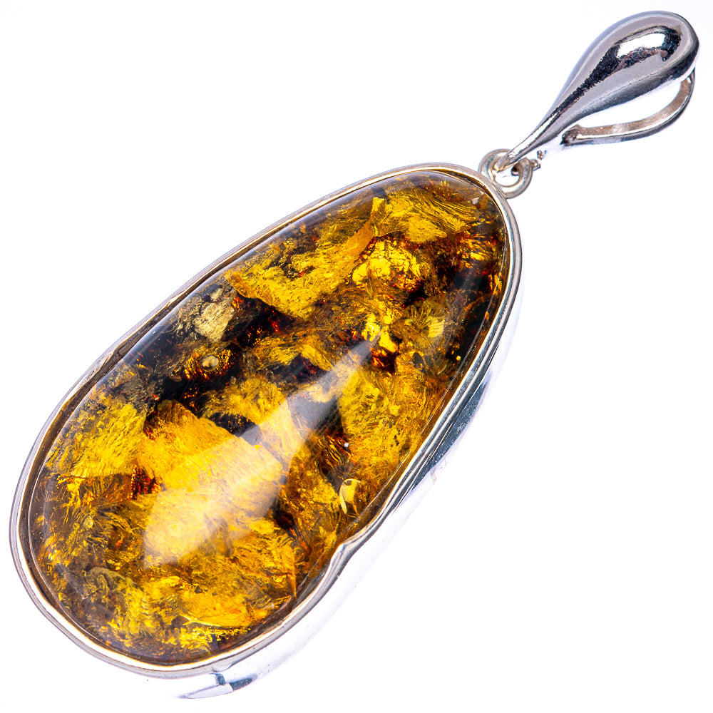 Anasilvercos Baltic Amber Pendant 2 3/8" (925 Sterlnig Silver)
