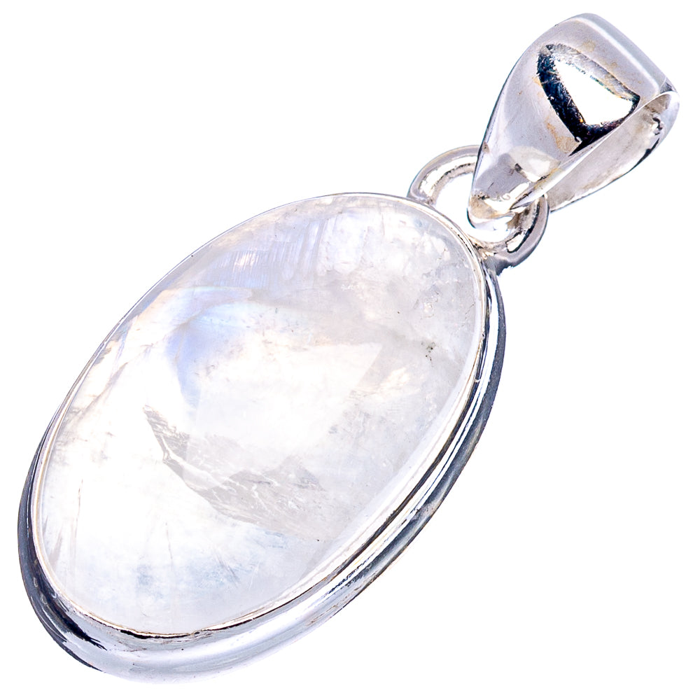 Rainbow Moonstone Pendant 1 1/4" (.925 Sterling Silver)