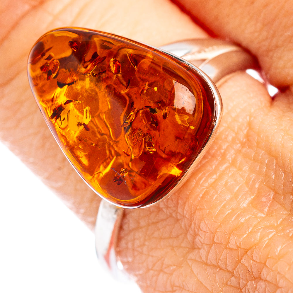 Baltic Amber Ring Size 7 Adjustable (.925 Sterling Silver)