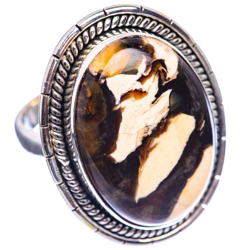 Huge Peanut Wood Jasper 925 Sterling Silver Ring Size 11.25