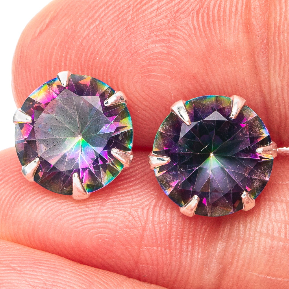 Dainty Mystic Topaz Earrings 3/8" (925 Sterling Silver) E2904