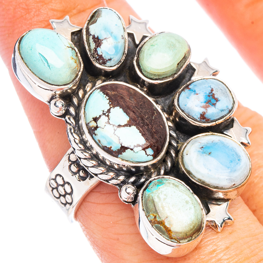 Golden Hills Turquoise Native Style Ring Size 7 Adjustable (.925 Sterling Silver) Exclusive