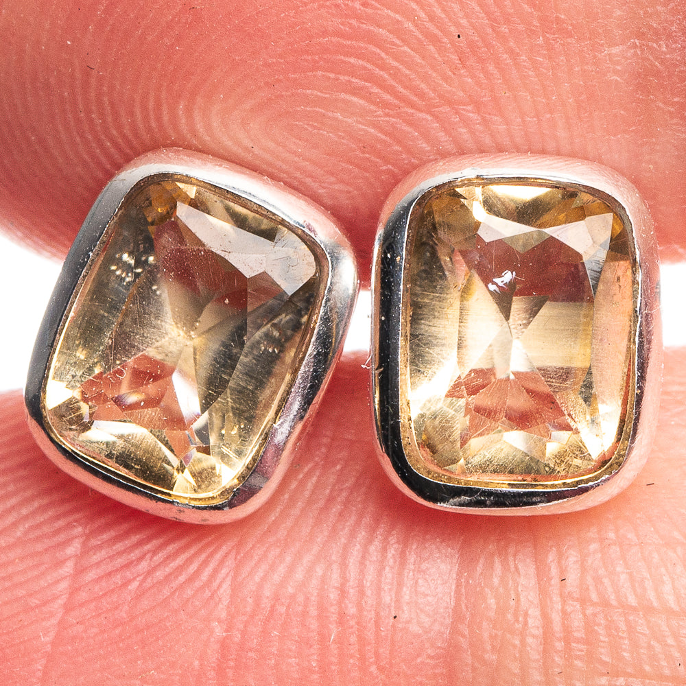Faceted Citrine Dainty Earrings 3/8" (925 Sterling Silver) E432500