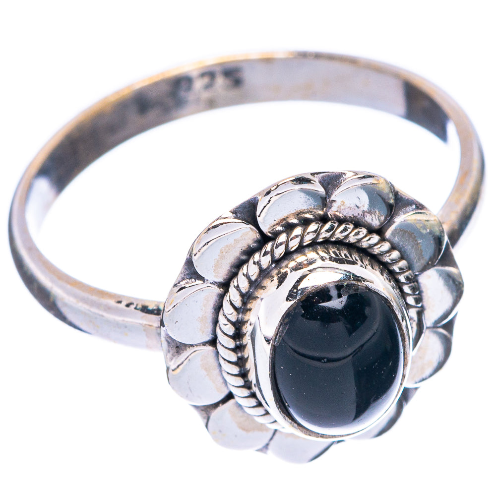 Black Onyx Dainty Ring Size 8 (925 Sterling Silver) R5735