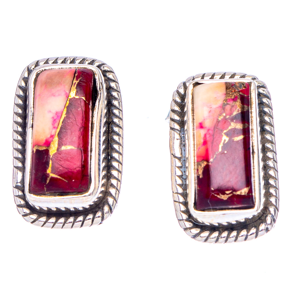 Red Dahlia Mohave Turquoise Earrings 5/8" (.925 Sterling Silver)