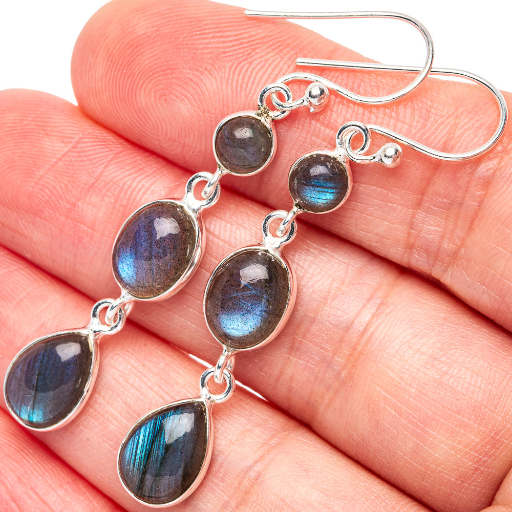Labradorite Earrings 2 1/8" (925 Sterling Silver) E2960