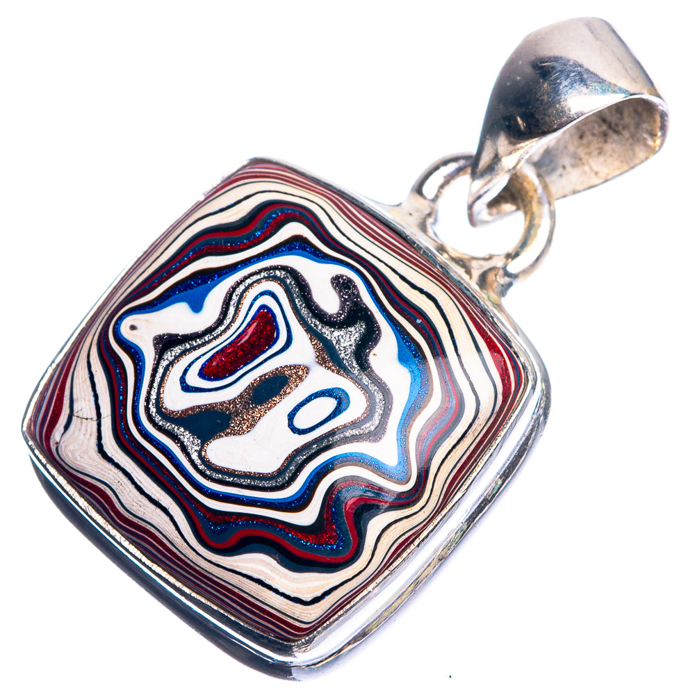 Fordite 925 Sterling Silver Pendant 1 1/8"
