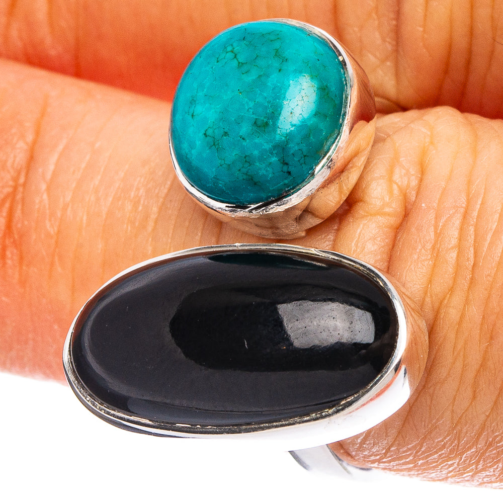 Black Onyx, Chrysocolla 925 Sterling Silver Premium Ring Size 6.75 (925 Sterling Silver) R6519